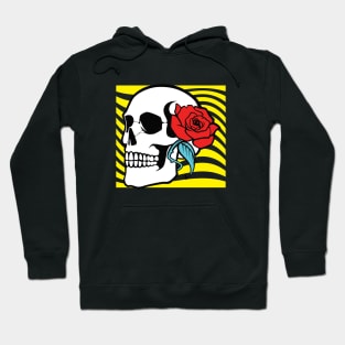 skull with rose flower Hoodie